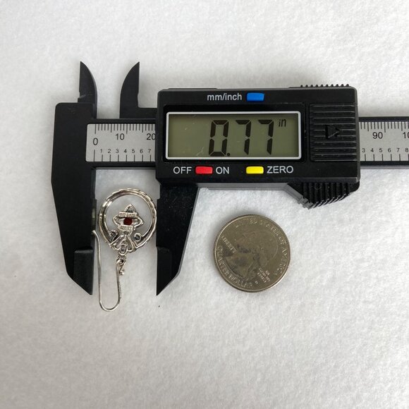 Sterling Silver 925 SX Thailand Garnet Scrollwork Dangle Drop Earrings - Picture 16 of 16